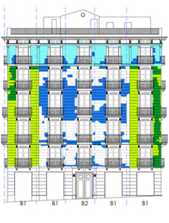 Plano de patologías de la fachada c/La Lluna, 1